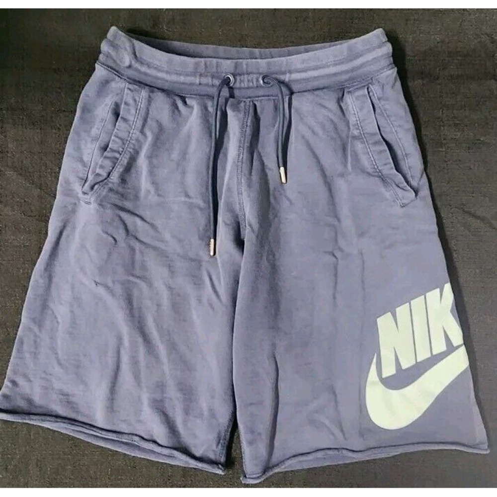 Nike Alumni French Terry Sweat Shorts Lounge Blue Grey White Men Sz Small EUC